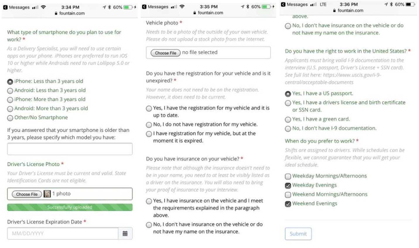 more images of The eaze sign up process continued