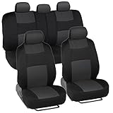 BDK OS309 Charcoal Gray PolyPro Car Seat Covers, Full Set - Front and Rear Split Bench Protection, Easy Install with Two-Tone Accent, Universal Fit for Auto Truck Van SUV