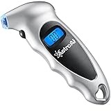 AstroAI Digital Tire Pressure Gauge 150 PSI 4 Settings Car Truck Bicycle Backlit LCD Non-Slip Grip, Silver (1 Pack)