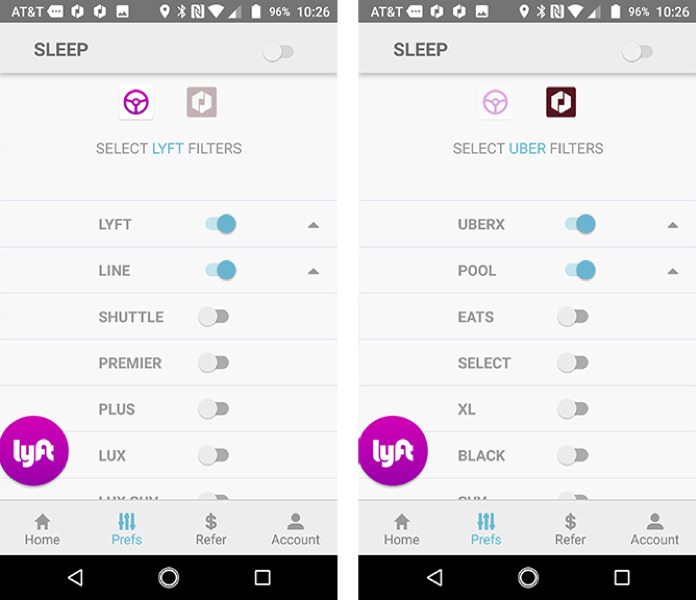 Mystro app preferences