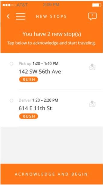 Amazon Flex restaurant order notification screen