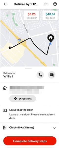doordash example of dropping food off at a business