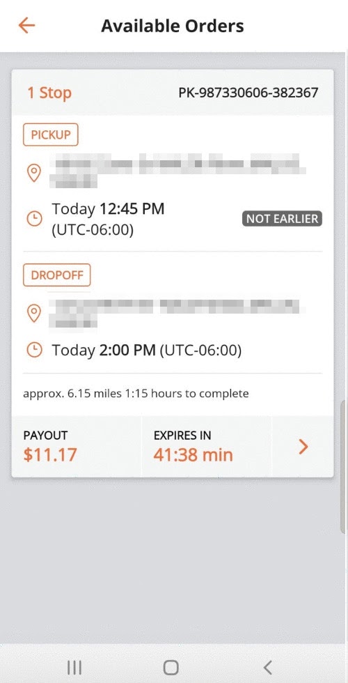 point pick up app available orders