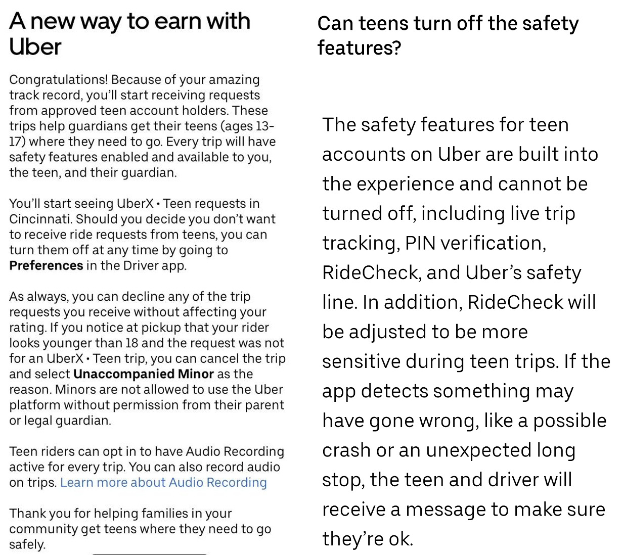 safety features
