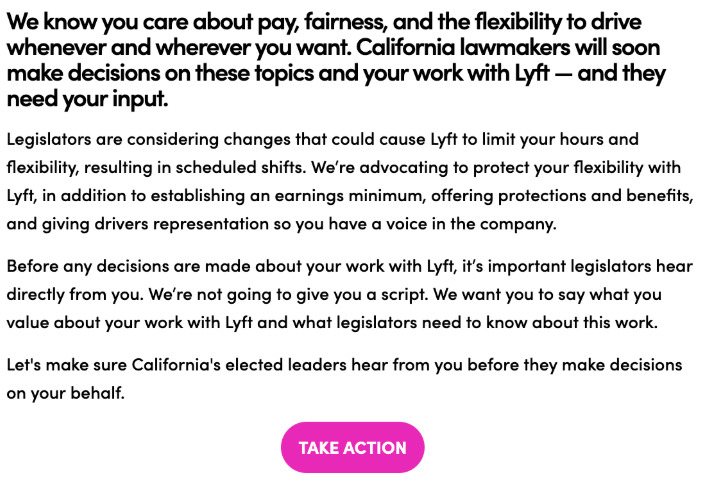 Lyft's response to AB5