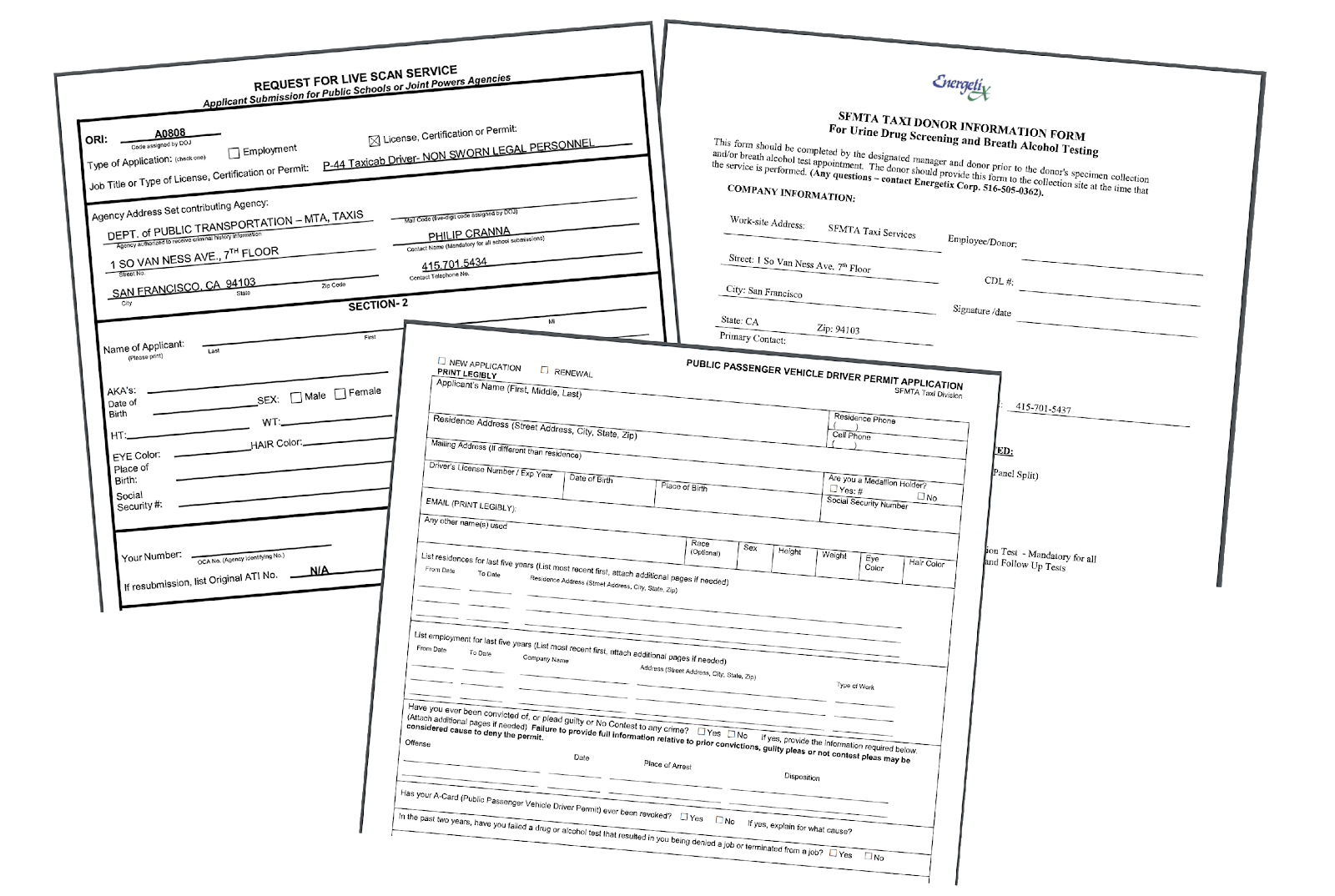image of Taxi driver forms