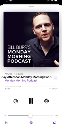 A podcast also helps, as long as it's entertaining and making you laugh hard.