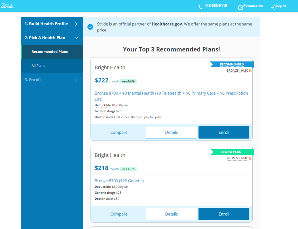 stride health insurance