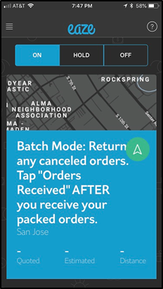 image of Batch mode while driving for eaze