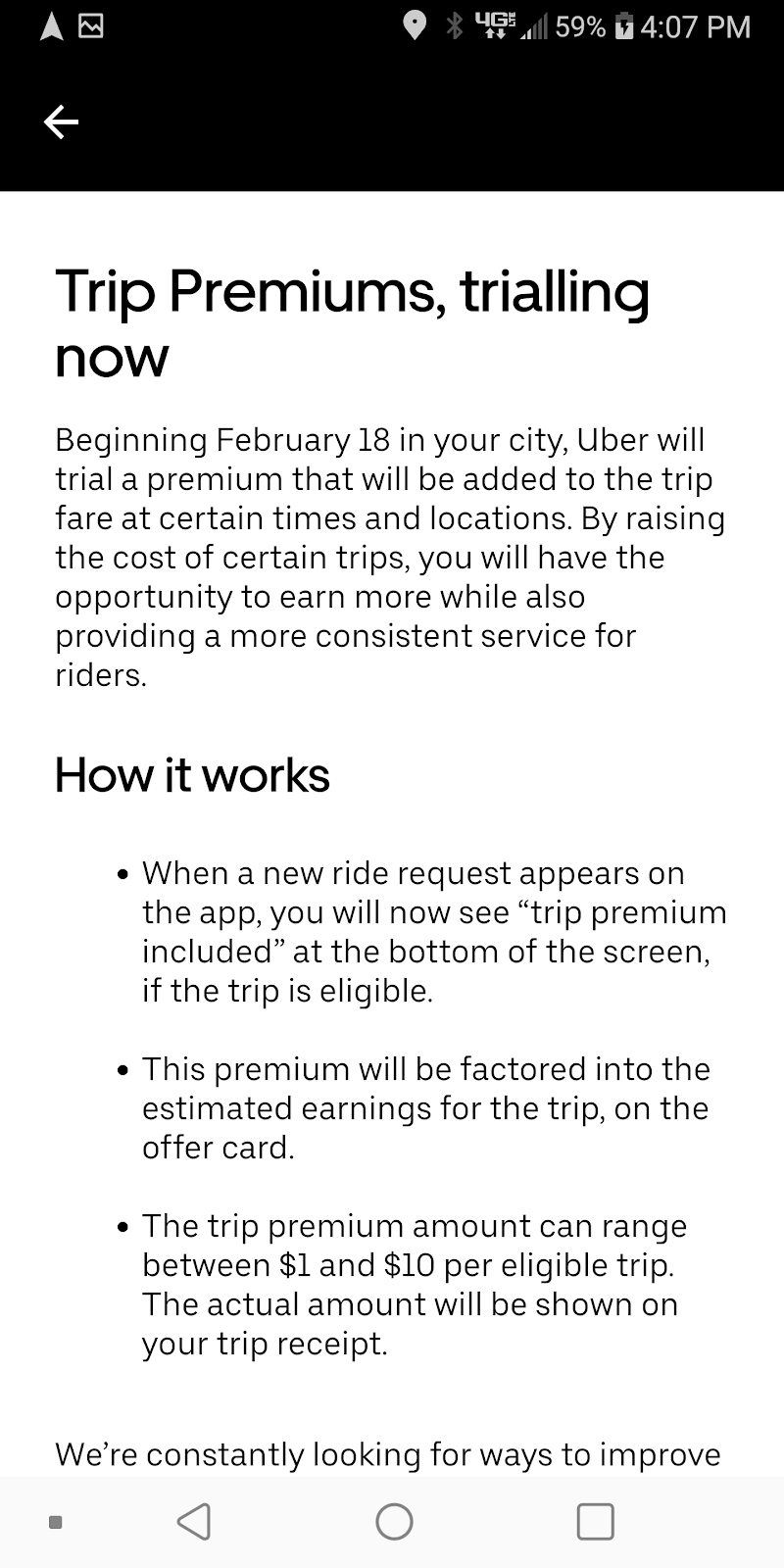 uber trip premiums