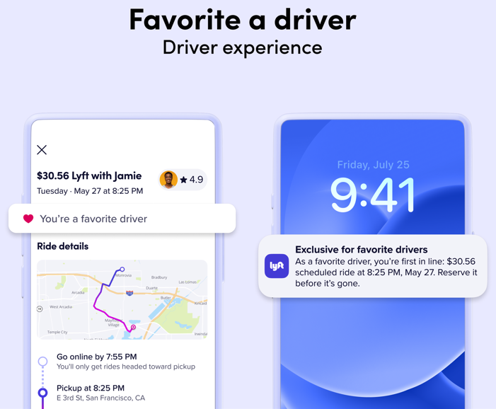 Lyft Introduces “Favorite Driver” Driver experience