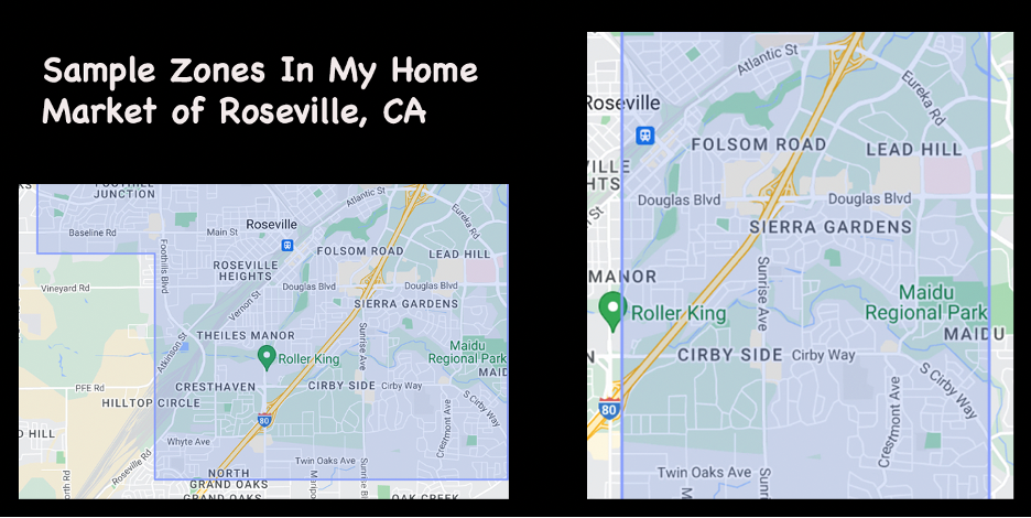 Zones in Jay's Home City of Roseville