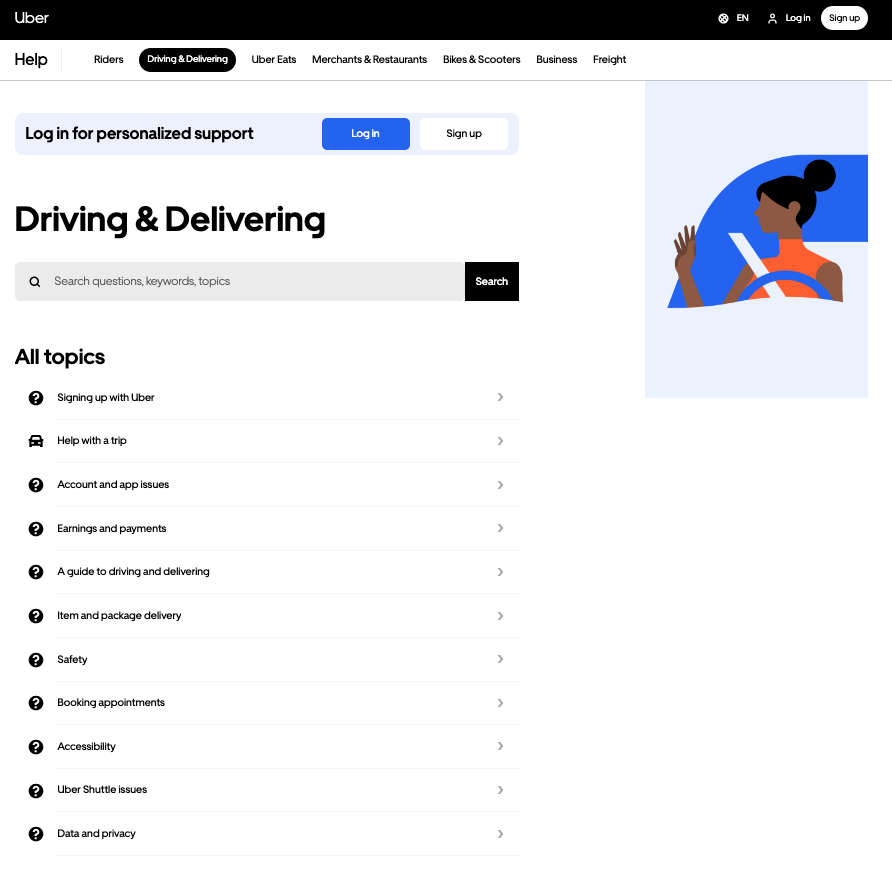 Uber Help for Drivers